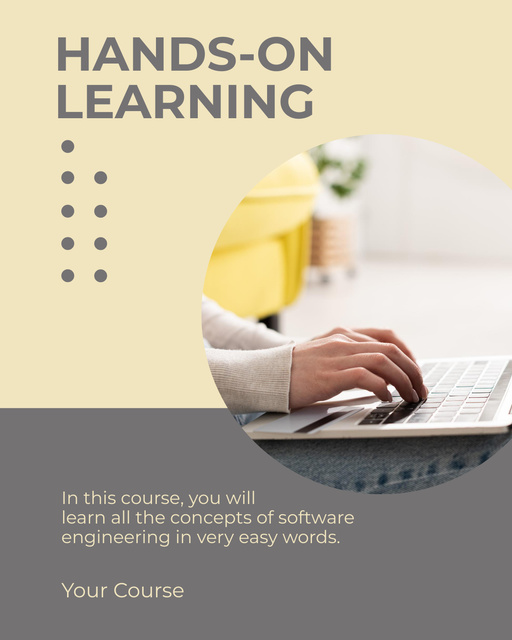 Student typing on Laptop on Online Courses Poster 16x20in Tasarım Şablonu