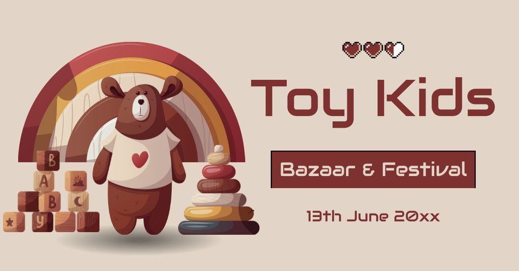 Bazaar and Children's Toy Festival Announcement Facebook AD Tasarım Şablonu
