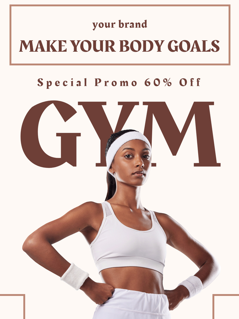 Gym Center Promotion with Young Black Woman Poster US Πρότυπο σχεδίασης
