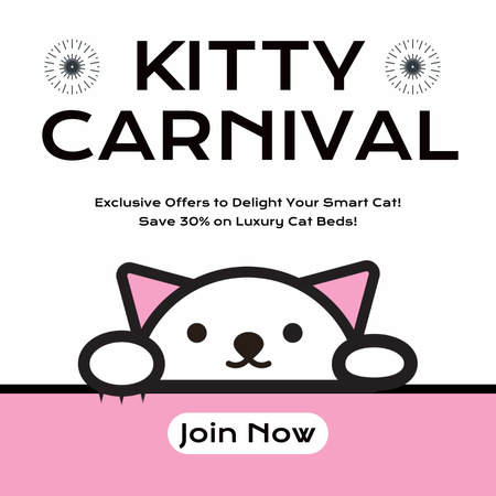 Kitty Carnival with Cute Cat Illustration Animated Post Design Template