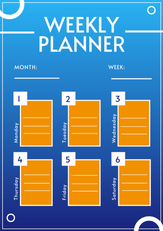 Blue and yellow weekly timetable Schedule Planner Design Template