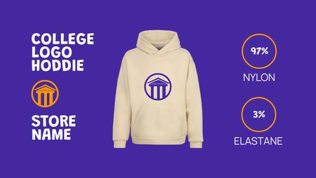 College Apparel and Merchandise with Hoodie Label 3.5x2in Design Template