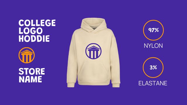 College Apparel and Merchandise with Hoodie Label 3.5x2inデザインテンプレート