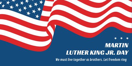 Plantilla de diseño de Día de Martin Luther King con la bandera de Estados Unidos ondeando Twitter 