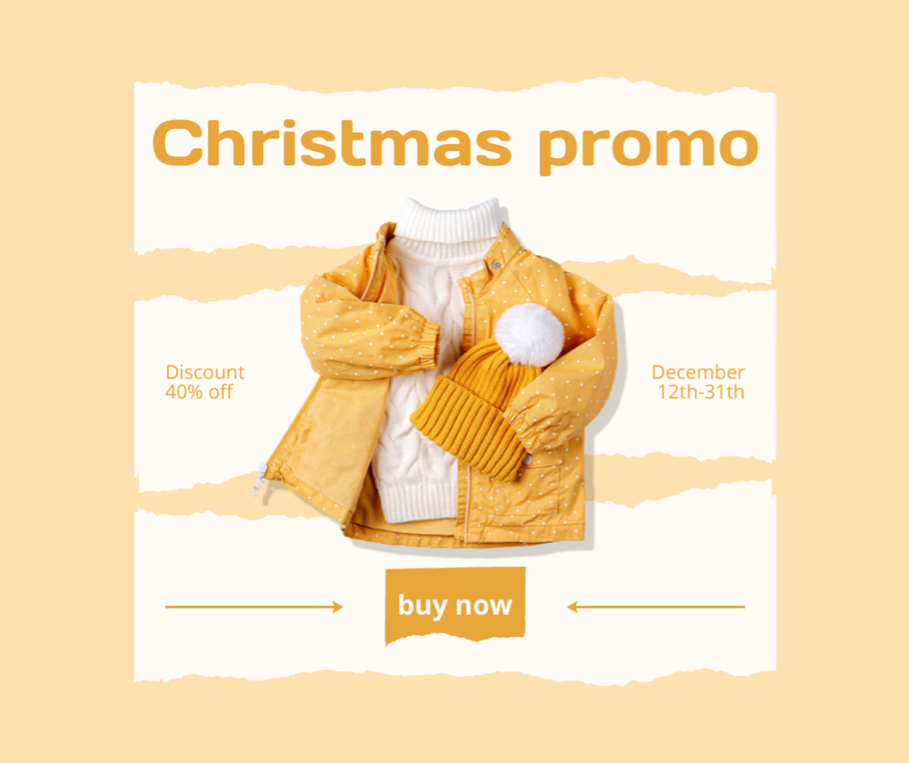 Platilla de diseño Christmas Promotion Warm Winter Clothes Facebook