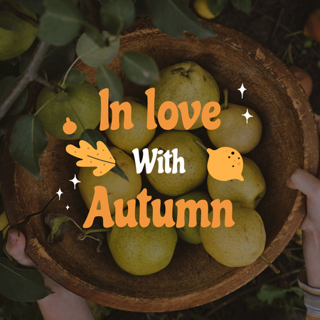 Ontwerpsjabloon van Instagram van herfst inspiratie met rijpe peren in schaal