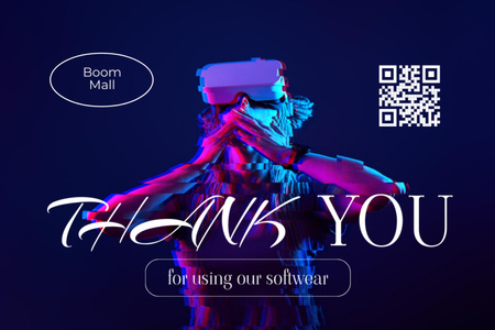 Glitch Image of Man in Virtual Reality Glasses Postcard 4x6in Design Template