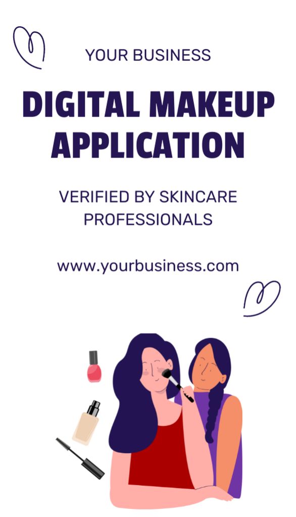 Digital Makeup Artist Service Offer Business Card US Vertical Tasarım Şablonu