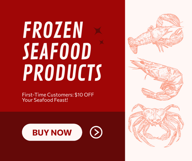 Offer of Frozen Seafood Products Facebook Design Template