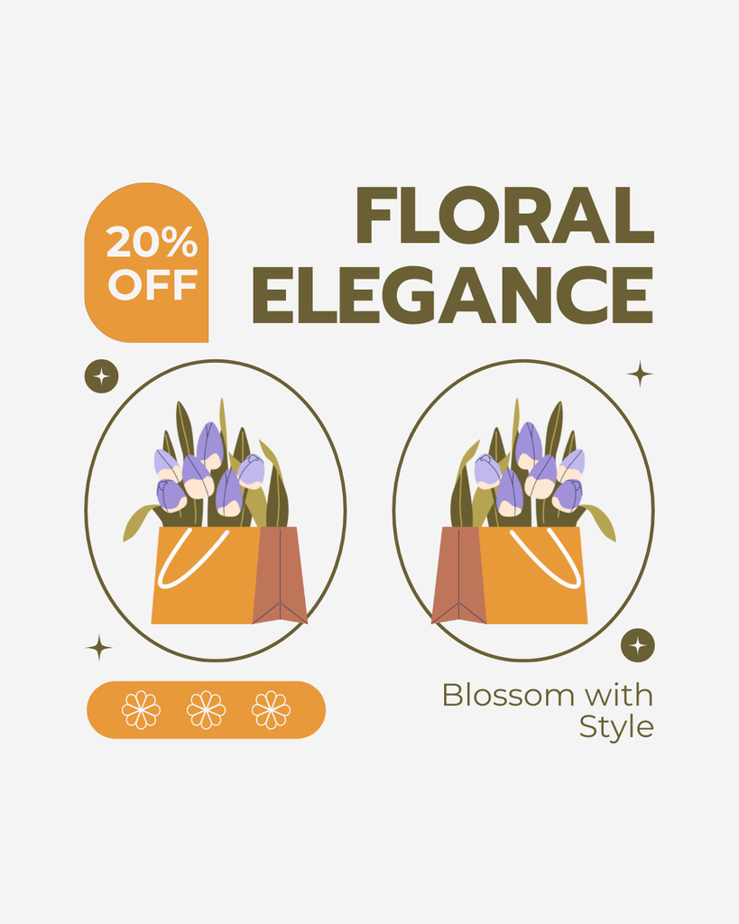 Floral Elegance and Blooming Style at Discount Instagram Post Vertical tervezősablon