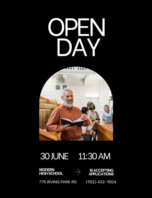 Open Day in School Invitation 13.9x10.7cm Design Template