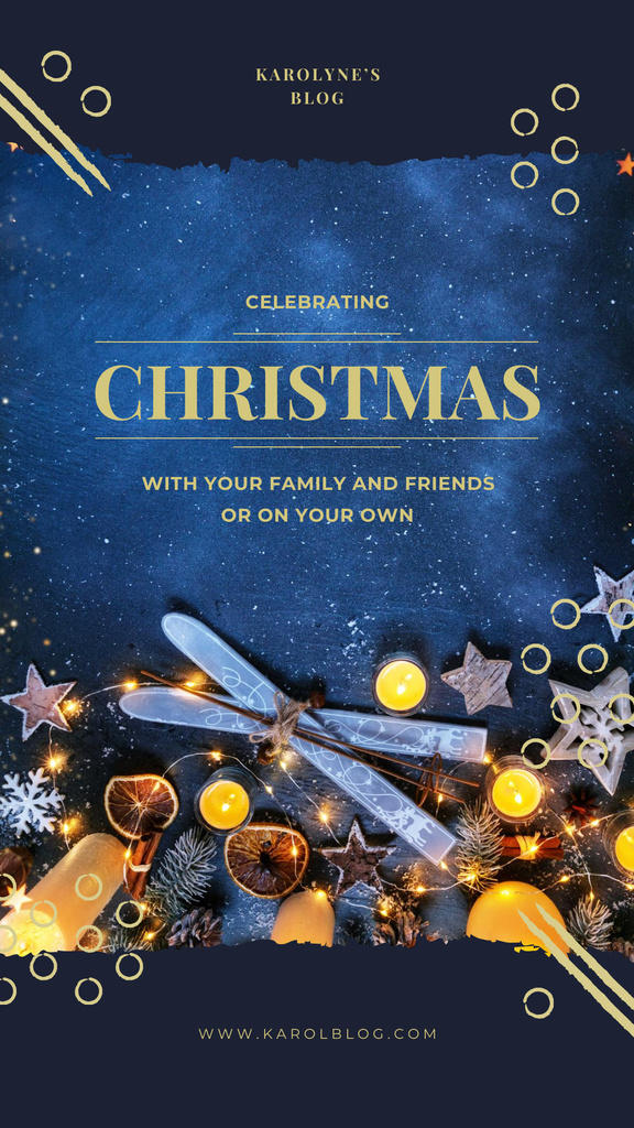 Plantilla de diseño de Celebrating Christmas with Shiny Christmas decorations Instagram Story 