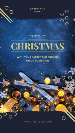 Celebrating Christmas with Shiny Christmas decorations Instagram Story Design Template