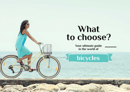Girl riding Bicycle on Seacoast Postcard 5x7in Modelo de Design