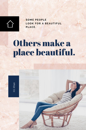 Platilla de diseño Relaxing In Soft Armchair With Cozy Interior Postcard 4x6in Vertical