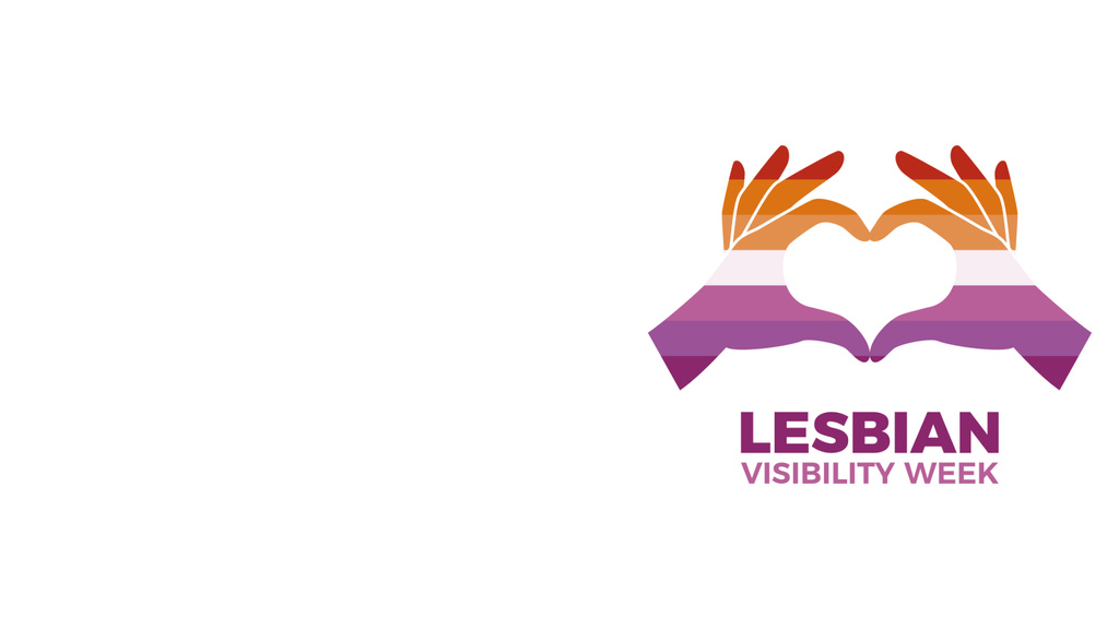 Platilla de diseño Lesbian Visibility Week Ad with Heart Shape Gesture Zoom Background