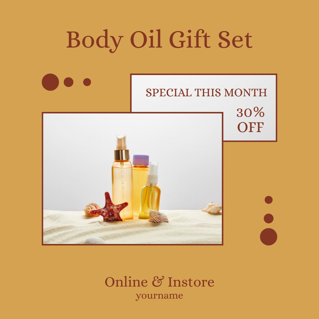 Body Oils Gift Set Beige Instagram Πρότυπο σχεδίασης