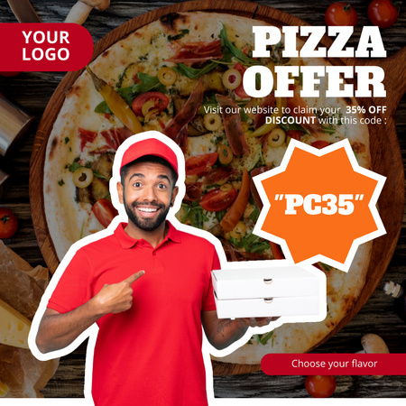 Plantilla de diseño de Oferta promocional para pizza apetitosa Instagram 