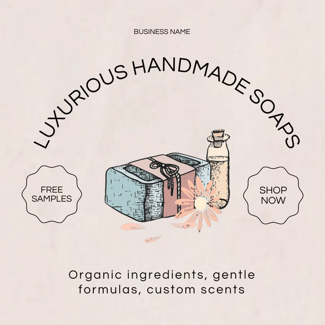 Designvorlage Fragrant Craft Soap with Luxury Materials für Animated Post