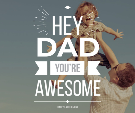 Father's Day Greeting Dad Playing with Son Facebook Design Template