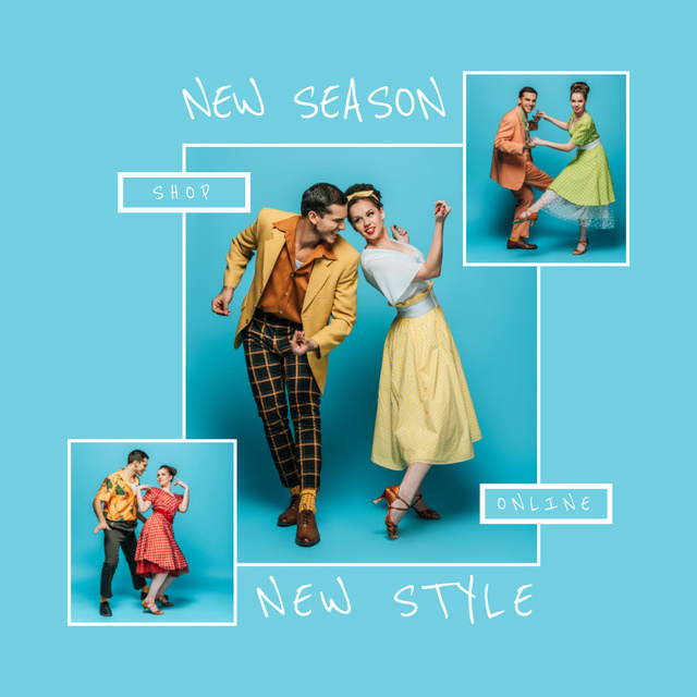 Template di design Online Clothing Shop Promotion with Stylish Couple Instagram