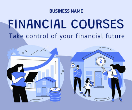 Financial Courses Advertisement with People Large Rectangle Design Template