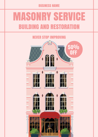 Building Services Offer with 3d House Illustration Flayer Design Template