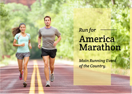 Template di design America marathon Announcement with People running Postcard