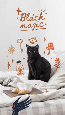 Halloween Inspiration with Cute Black Cat Instagram Story Design Template