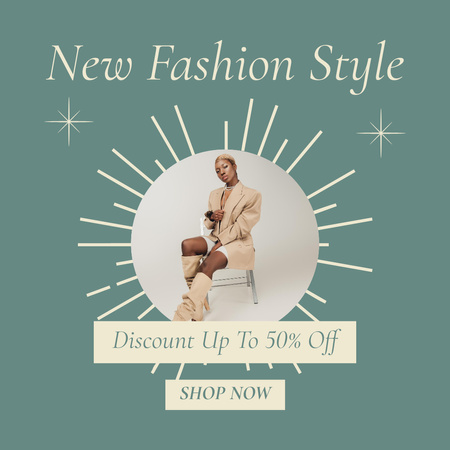 Fashion Ad with Stylish Woman Instagram Design Template