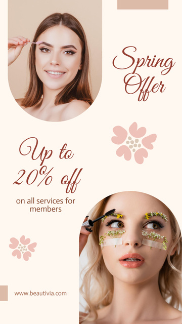 Beauty Ad with Young Attractive Girls Instagram Story Design Template