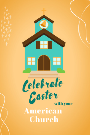 Bej rengi Kilise ile Paskalya Kutlama Duyurusu Flyer 4x6in Tasarım Şablonu