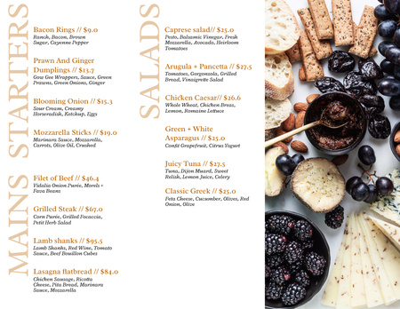 Seasonal Meals List With Description And Nuts Menu 11x8.5in Tri-Fold Design Template