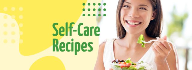 Woman Eating Healthy Meal Facebook cover Πρότυπο σχεδίασης