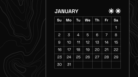 Black Abstract Texture Calendar Design Template
