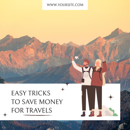 Tourists in Mountains for Travel Tips Instagram Design Template