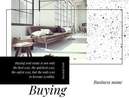 Platilla de diseño Real Estate Offer And Modern Living Room Interior Postcard 4.2x5.5in