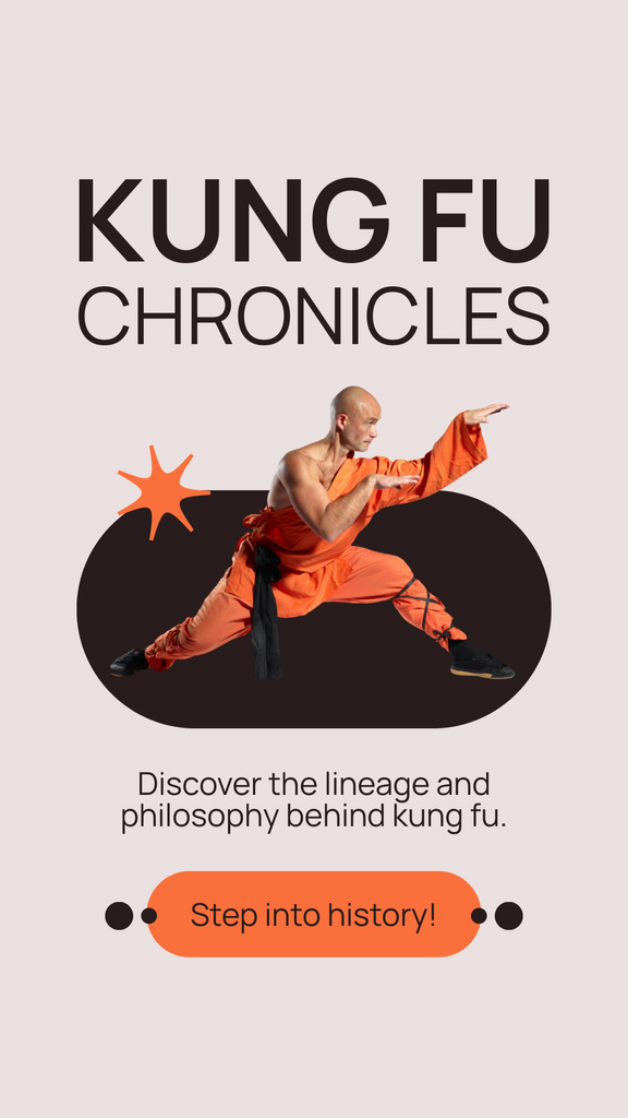 Kung-Fu Mastery Ad with Fighter Instagram Story Tasarım Şablonu