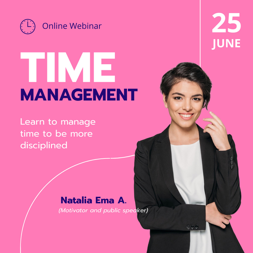 Online Time Management Webinar Offer Instagram Πρότυπο σχεδίασης