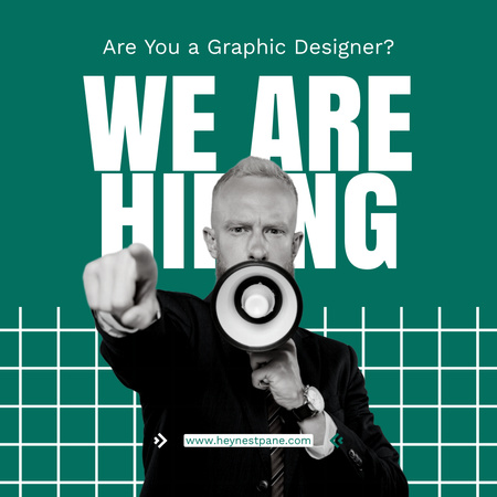 Graphic designer hiring green retro Instagram Design Template