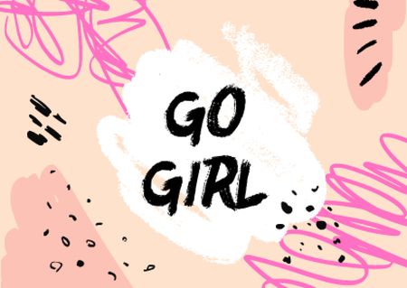 Girl Power Inspiration on Bright Pattern Card – шаблон для дизайна
