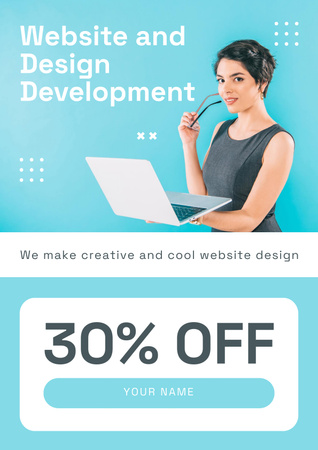 Plantilla de diseño de Design and Website Development Course Offer Poster 