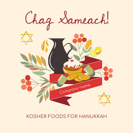 Plantilla de diseño de Oferta de comida kosher para Hanukkah Instagram 