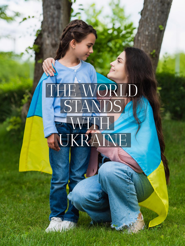 World Stands with Ukraine Poster US Design Template