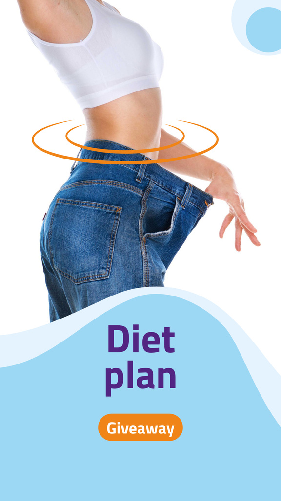 Diet Plan with Woman losing weight Instagram Story Modelo de Design
