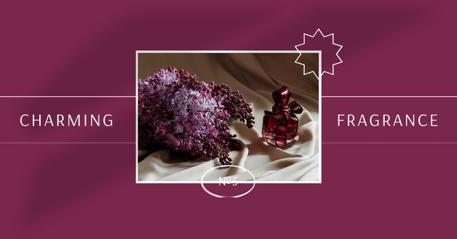 Plantilla de diseño de Perfume Ad with Lilac on purple Facebook AD 
