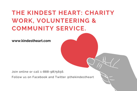 Charity event Hand holding Heart in Red Postcard 4x6in Šablona návrhu