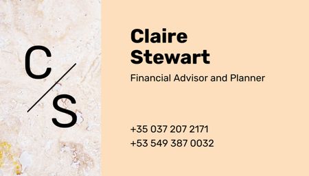 Financial Advisor Contacts on Marble Light Texture Business Card US Design Template