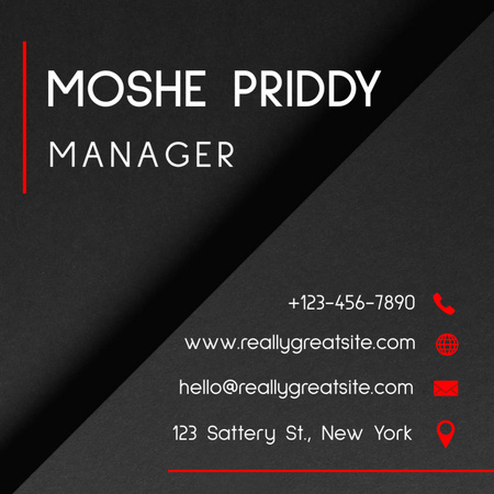 Manager Card with Tree Key Emblem Square 65x65mm Design Template