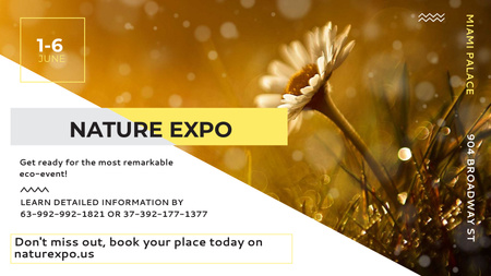 Nature Expo announcement Blooming Daisy Flower Title 1680x945px Design Template